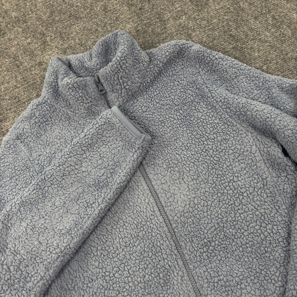 Uniqlo Fleece Jacket Medium‎ Blue Fluffy Yarn Full Zip Mock Neck Womens